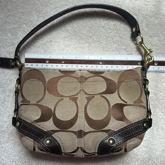 Coach Brown Monogram Shoulder Bag with Leather Accents - Picture 2 of 4